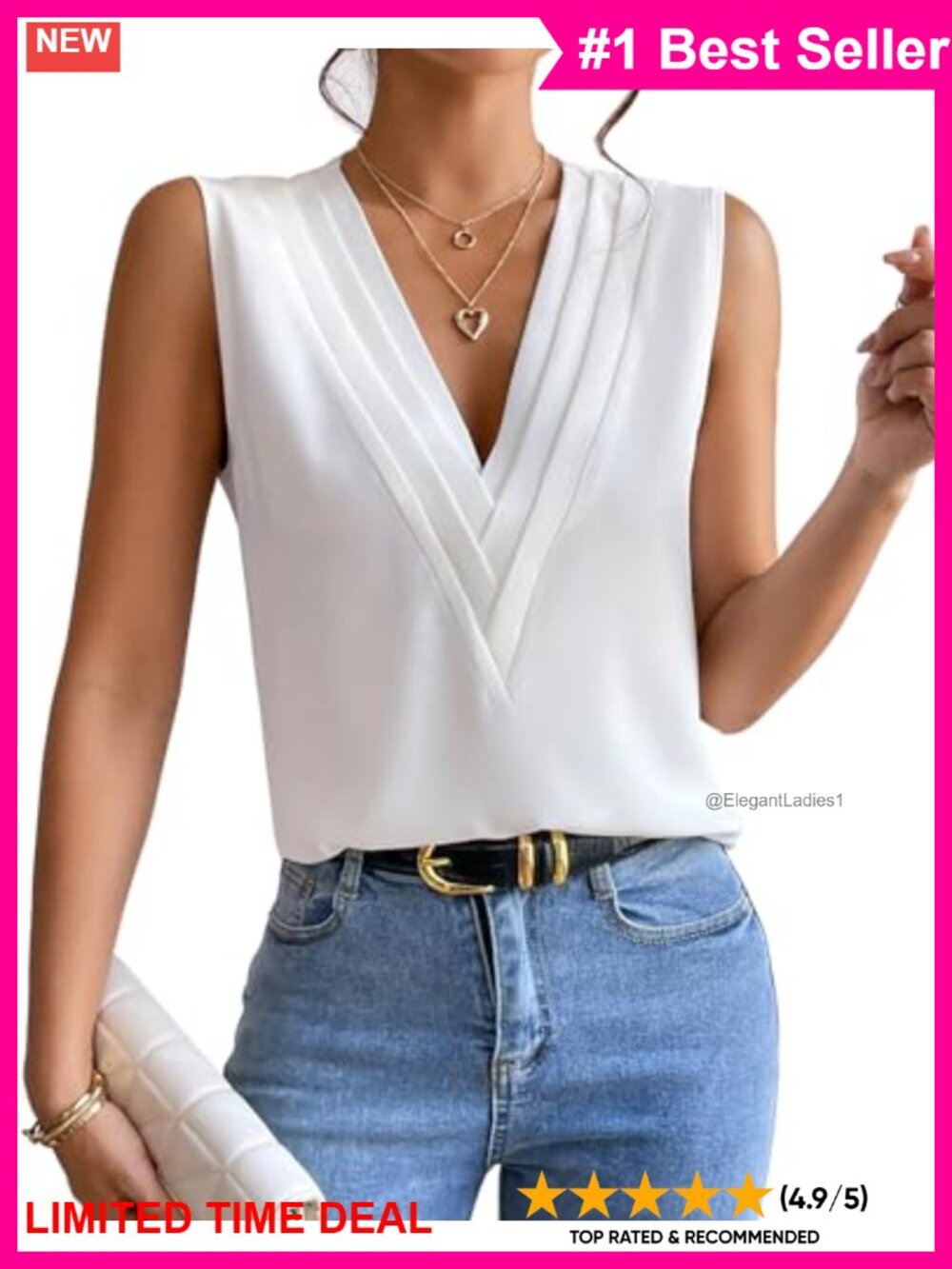 Sleeveless Chiffon V-Neck Blouse - Women's Summer Business Casual Top